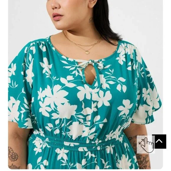 Torrid Studio Crepe De Chine Tie Neck Tiered Dress - Picture 3 of 12